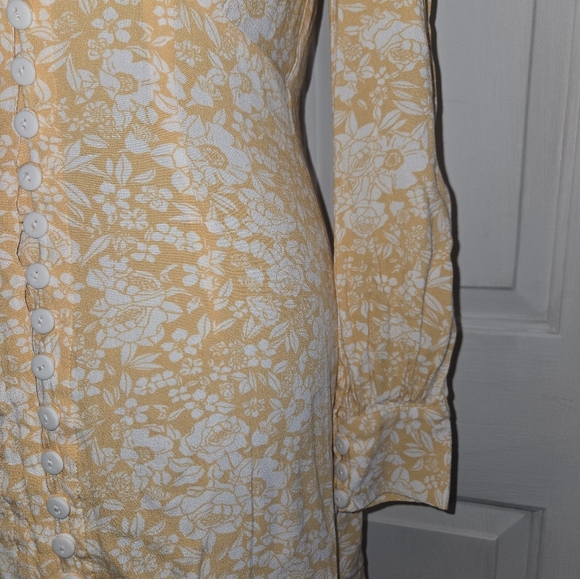 Skylar + Madison V neck Long Sleeve Orange Floral Dress - Picture 2 of 9